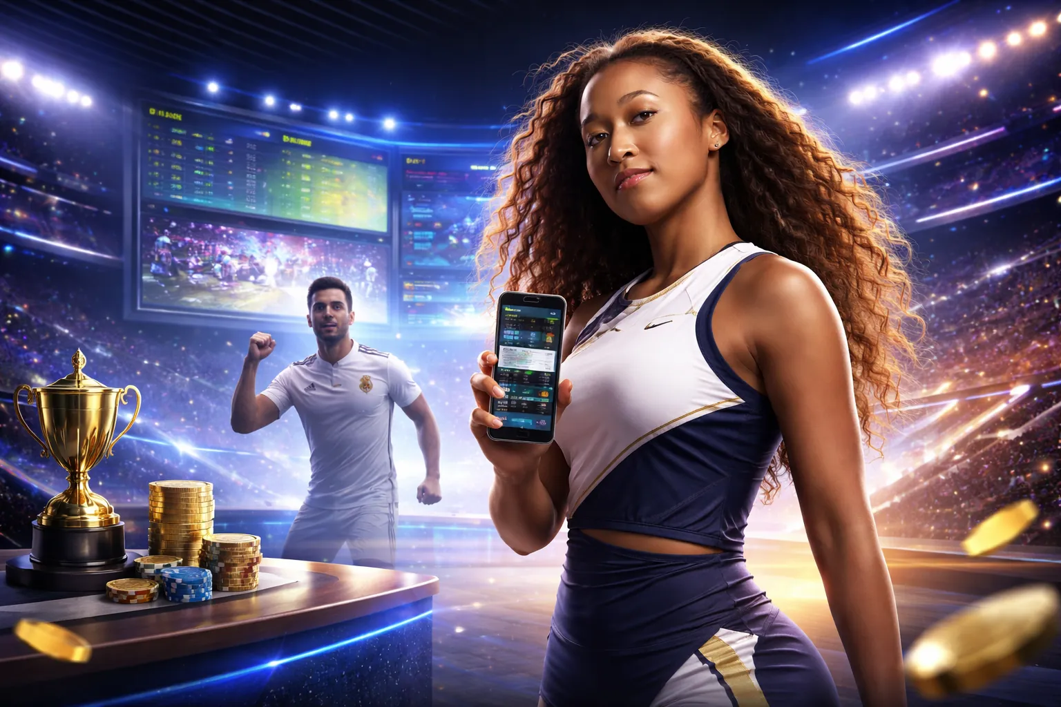 Vận động viên tennis đang thực hiện cú giao bóng quyết định